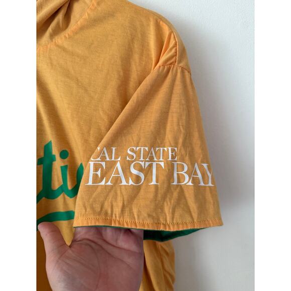 RARE Oakland Athletics Green/Gld Unisex Baseball Reversible ShortSleeve Hoodie-M - Picture 7 of 7